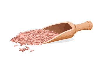 Red rice in a wooden scoop stock illustration