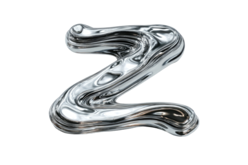 A stylized, 3D rendered capital letter "Z" in a liquid metal effect