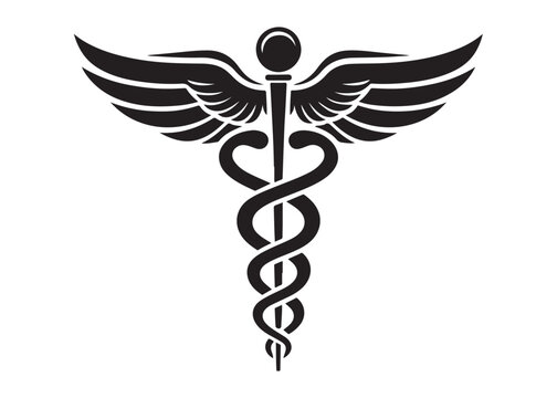 caduceus logo silhouette vector, health medical logo silhouette illustration, caduceus medical snake logo silhouette vector, doctor logo medical health logo silhouette vector on white background