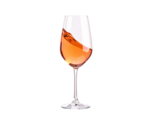 Elegant Wine Glass with Rosé Wine, Minimal Floating Effect on White