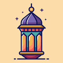 Illustration of a decorative ramadan lantern with stars on a beige background