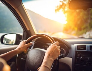 Naklejka premium Generated image 自動車の運転席から見える景色