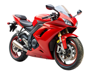 Red racing motorcycle isolated on white background ,PNG.AI Generated.