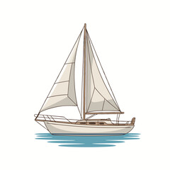Fototapeta premium Elegant White Sailboat with Brown Accents on Calm Blue Water.