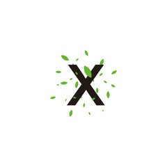 Fototapeta premium Letter X leaves geometric symbol simple logo vector