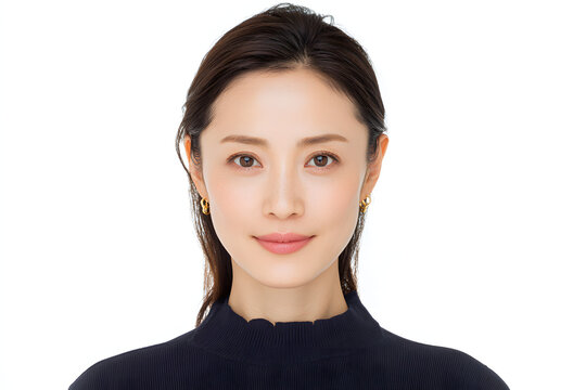 ID photo or passport photo of a young Japanese woman, front portrait