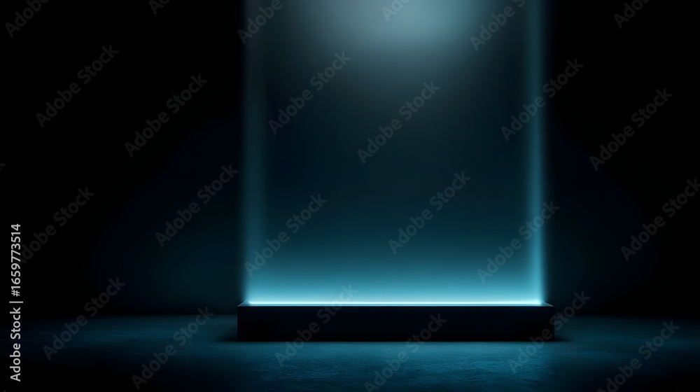 Canvas Prints empty product stand with blue edge lighting in a minimalist high studio scene long title sleek moder