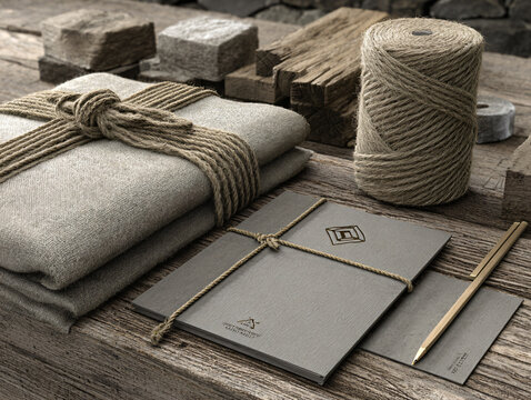 Fabric Paper Stationery Twine Wood Texture Workspace Nature Rustic Design Crafts Tools Brown Neutral Materials Handmade Home Decor Branding tural