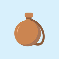 Illustration of a traditional round drinking bottle with a rope, suitable for nature, adventure, travel, survival and outdoor equipment themes.