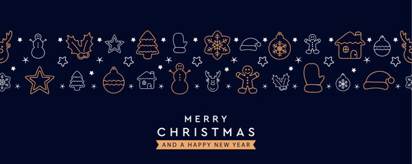 merry christmas card with seamless decoration vector illustration