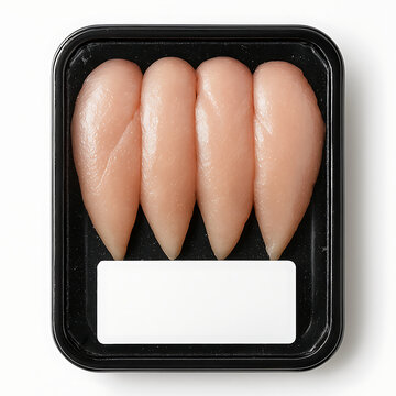 Raw chicken tenders in black tray fresh uncooked poultry meat protein healthy food diet ingredient for cooking