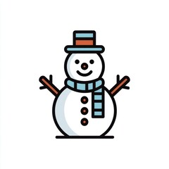 Snowman winter flat icon simple design cold