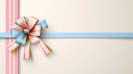 Colorful Ribbon Bow with Elegant Design on a Light Background for Gift Wrapping
