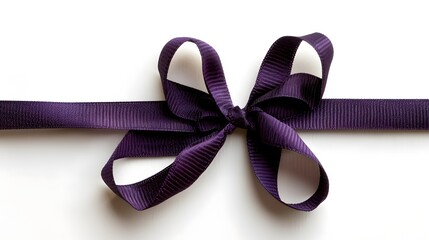 Elegant Purple Ribbon Bow Highlighting Gift Wrapping and Decorative Packaging Elements