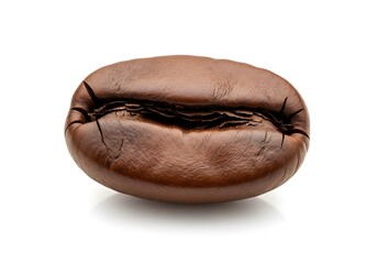 Fototapeta premium Single roasted coffee bean close up studio shot isolated on white