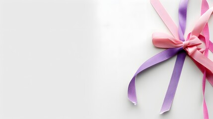 Colorful Ribbons with a Bow on a Plain Background for Gift Wrapping and Decoration Ideas