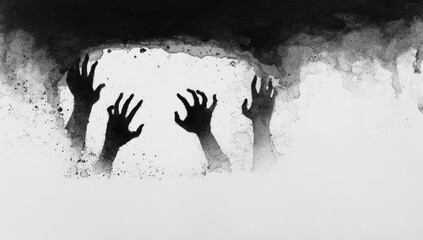 Reaching Hands Abstract Horror White
