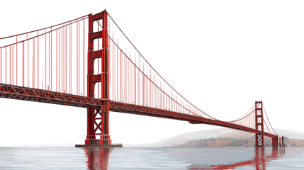 realistic the Golden Gate Bridge on white transparent background