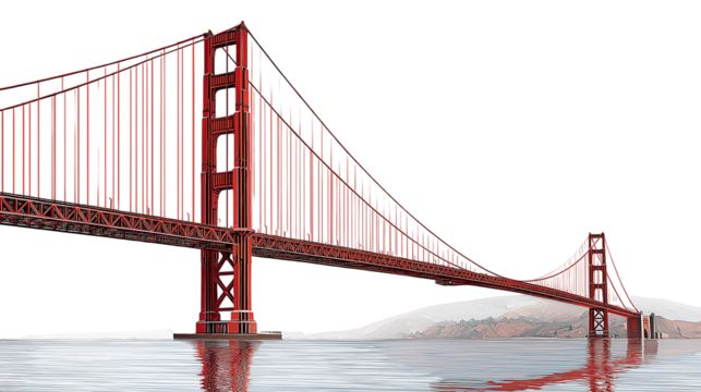 realistic the Golden Gate Bridge on white transparent background