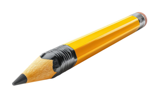 Realistic close-up of a classic yellow pencil on a black background