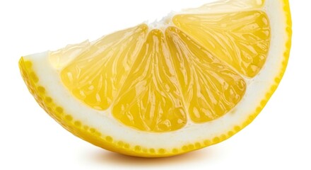 Freshly Sliced Juicy Lemon Wedge Showcasing Translucent Segments and Zesty Rind.