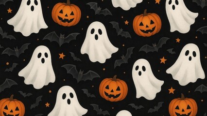Spooky Halloween ghost pattern