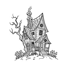 Naklejka premium silhouette of haunted house vector. house for Halloween