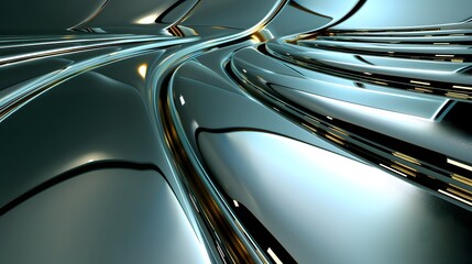 Shiny Smooth Metallic Texture with Curves and Reflections for Abstract Background Design