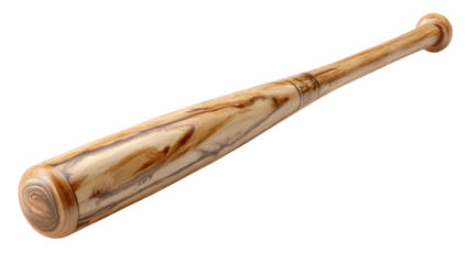 Close-up of a beautifully crafted, polished wooden baseball bat