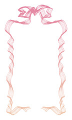 Antique Hand-drawn Ribbon_Vector_Vertical;Gradient_Greeting Card, Celebration, Message｜08,アンティークな手書きのリボン_ベクター_縦；グラデーション_グリーティングカード、お祝い、メッセージ
