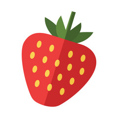 Bright and colorful strawberry illustration with green leaves
