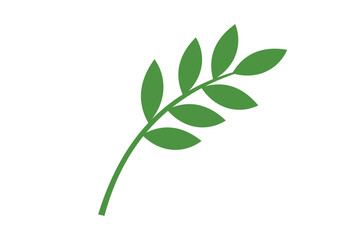 Minimalistic vector illustration of a green leaf branch