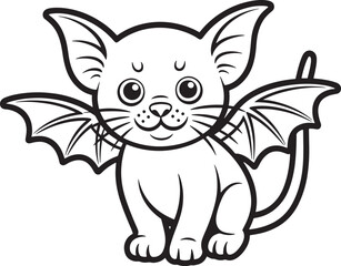 Obraz premium Cute bat manticore winged kitten coloring page for kids