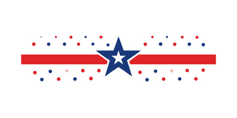 Obraz premium Star divider with dots and red stripe on white background