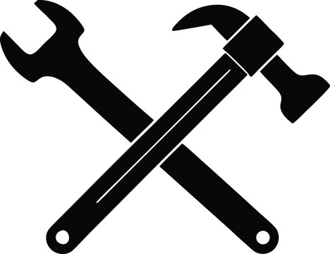 black crossed wrench and hammer clip art preview