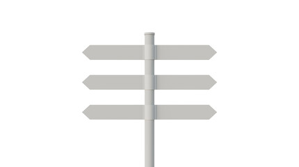 Direction road signs or arrow isolated on white background. Blank roadsign mockup business concept. Direction sign, choice signpost or travel destination concept.