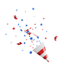 Obraz premium Patriotic party popper with confetti USA vector