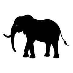 Elephant with Trunk Up Silhouette Vector Art