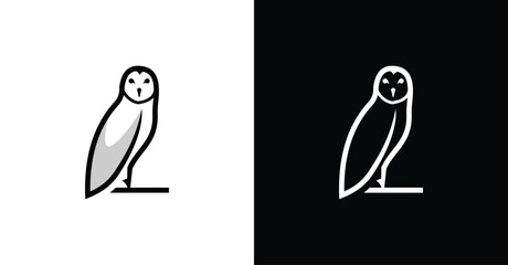 Black Owl Outline Simple Animal Symbol Graphic Illustration Design Logo