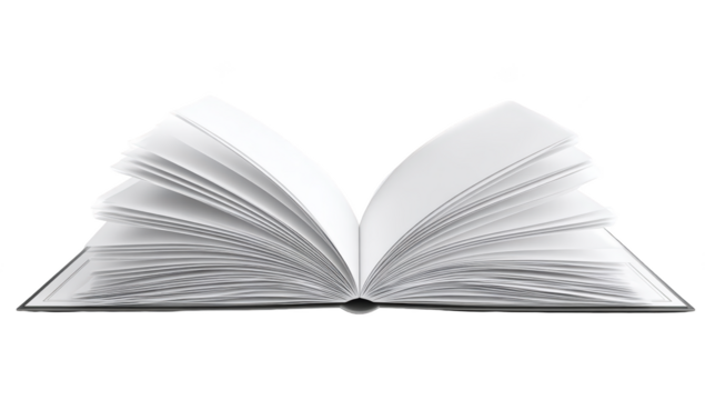 An open book with blank white pages, ready for reading or writing