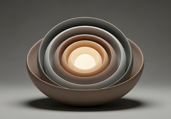 Nested Bowls with Light Abstract Still Life in Neutral Colors