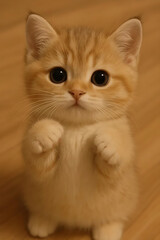 Obraz premium Fluffy cute kitten with bright eyes looking sweet and innocent perfectly