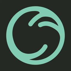 A modern, minimalist logo design in a circular shape with flowing lines to symbolize connection and movement