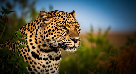 Obraz premium Majestic Leopard Portrait in Natural Habitat