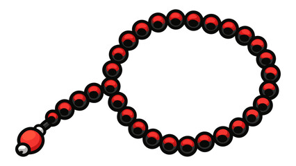 Obraz premium Islamic prayer beads decorative red black agate prayer rosary beads isolated against white background vector illustration.