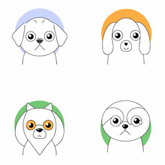 Fototapeta premium set of funny faces dog