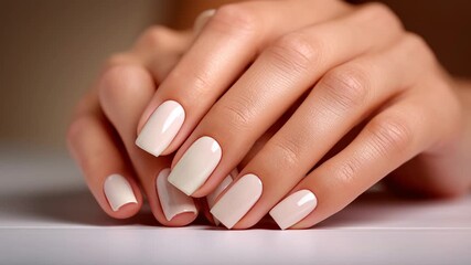 Elegant nude nail art showcasing manicured hands