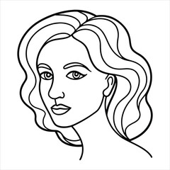 Artistic black and white sketch of a woman's face with flowing hair capturing elegance