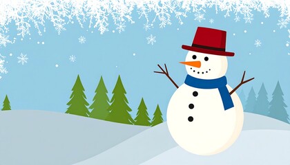 Cheerful Snowman in Winter Wonderland Scene
