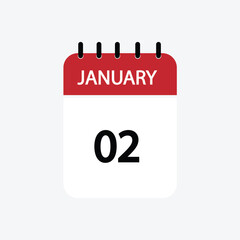 2 january calendar january calendar vector illustration